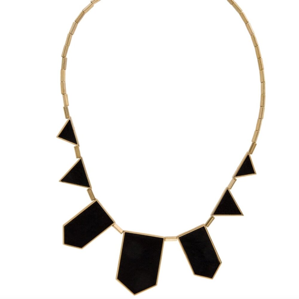 House of Harlow 1960 Geometric Leather Station Necklace